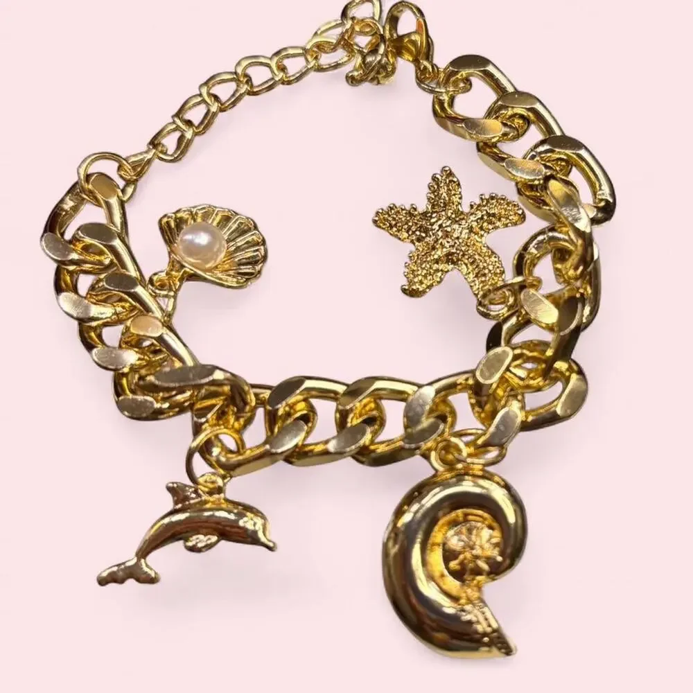 Thick Ocean Theme Charm Bracelet Mermaidcore Beach Nautical